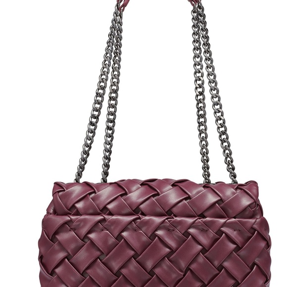 Karl Lagerfeld Burgundy Woven Chain Shoulder Bag - Picture 3 of 4